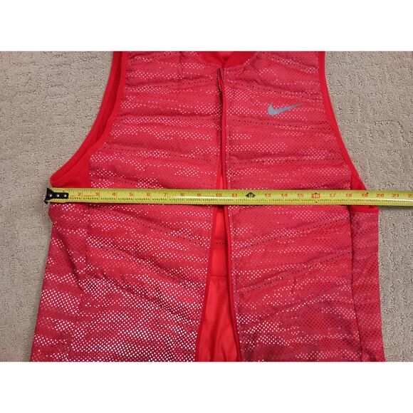 Nike Running Vest Womens Large Red 800 Aeroloft Goose Down Back Zipper Pocket - Picture 7 of 11